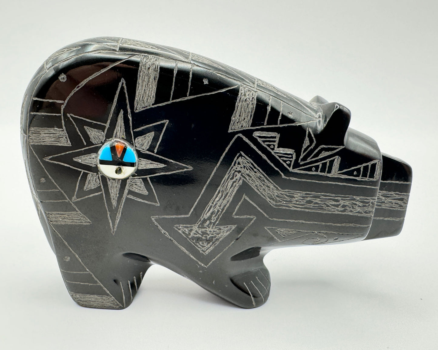 Zuni Pueblo Black Marble Bear Fetish Native American Art By Dilbert Gasper