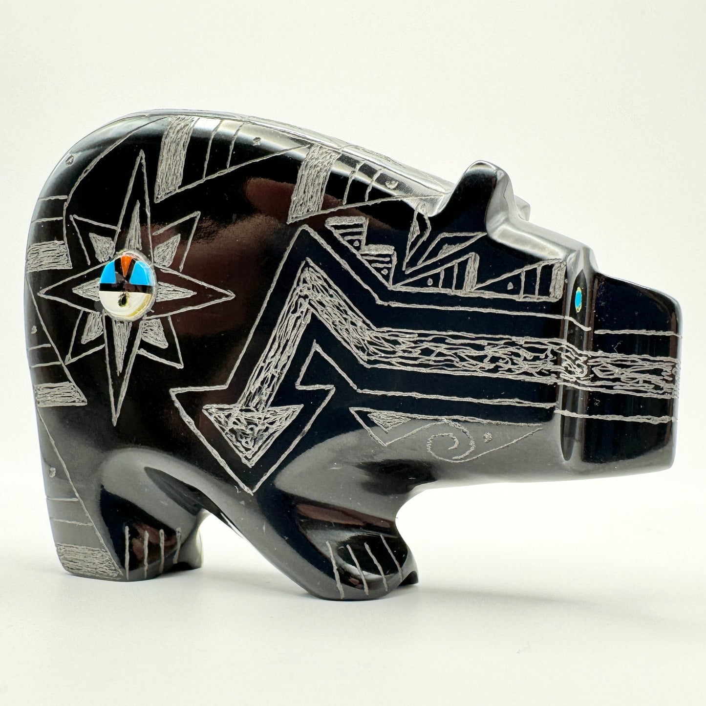 Zuni Pueblo Black Marble Bear Fetish Native American Art By Dilbert Gasper