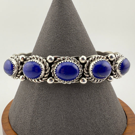 Navajo Sterling Silver Lapis Lazuli Cuff Bracelet Native American Jewelry