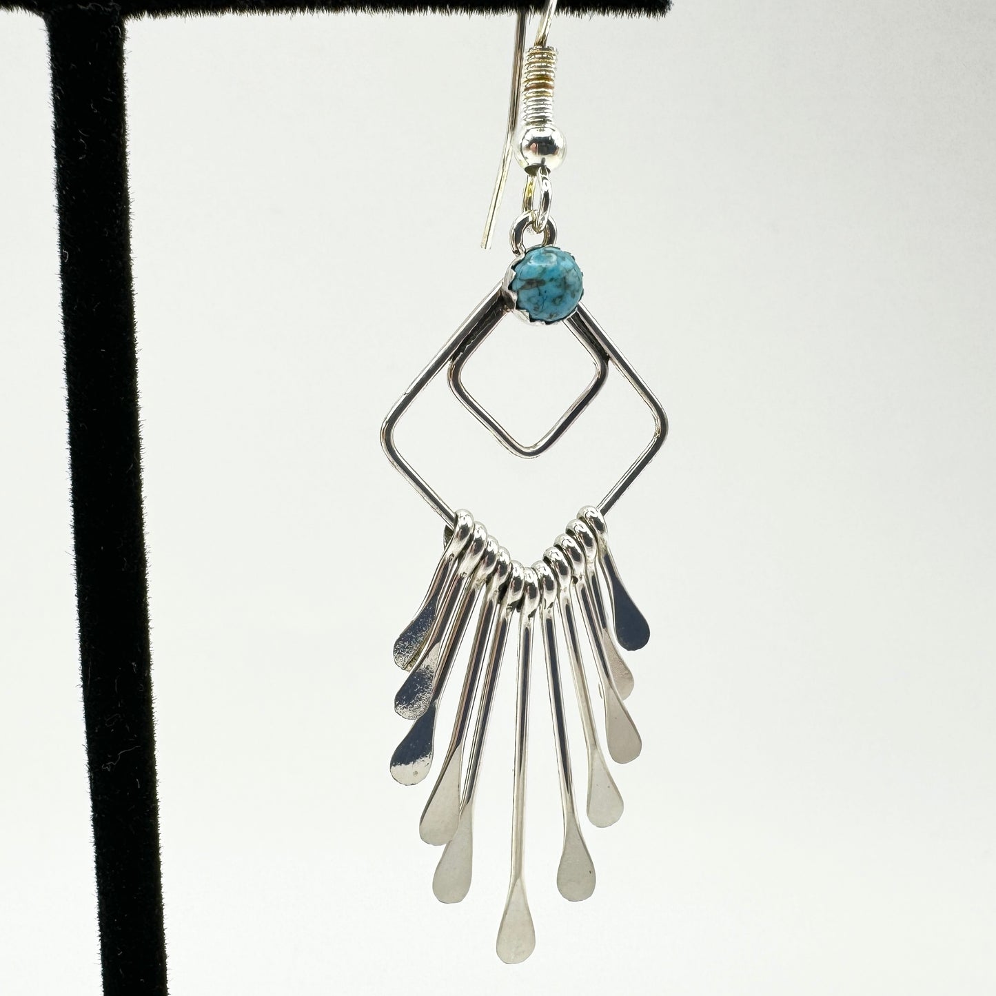 Navajo Sterling Silver And Turquoise Dangle Earrings Native American Jewelry New