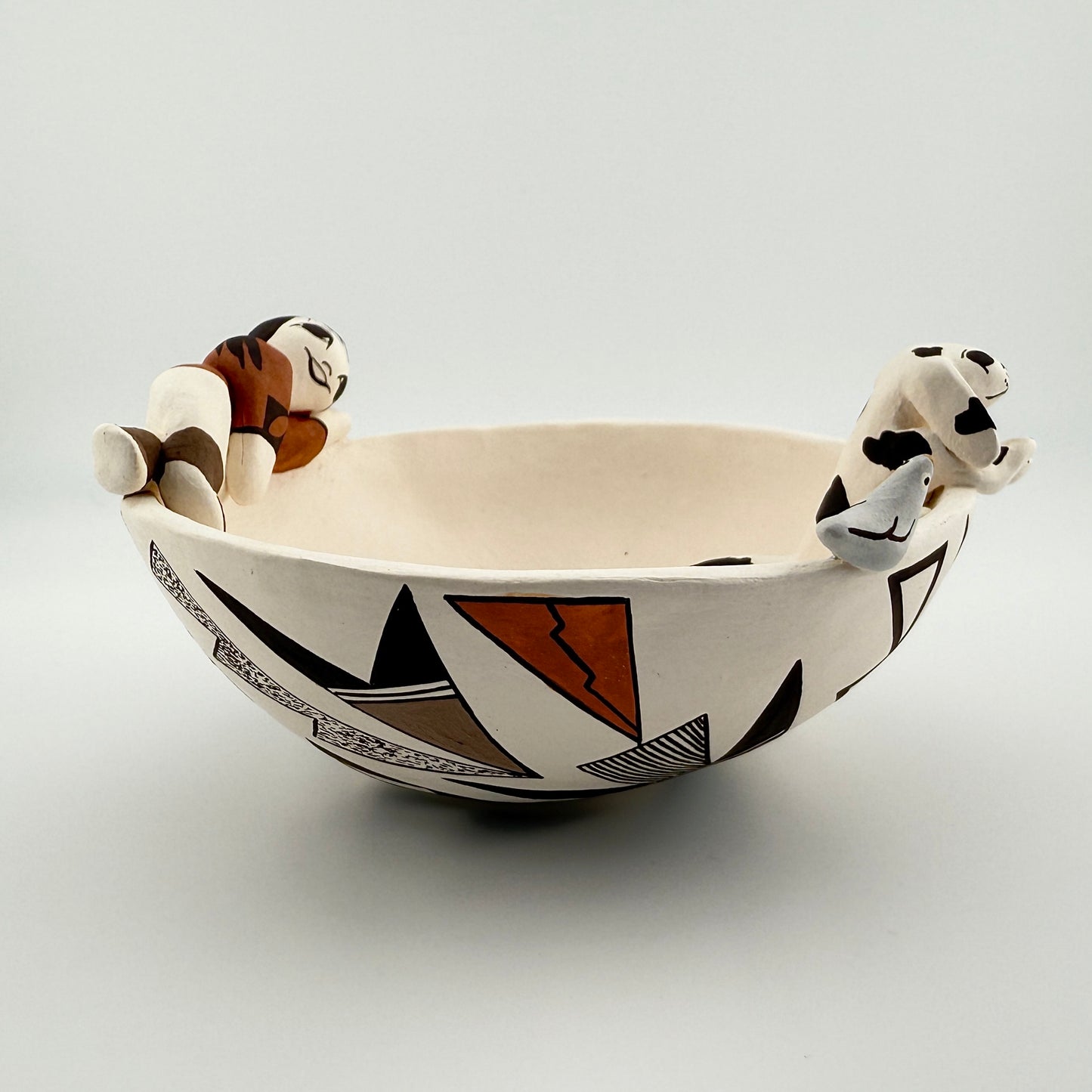 Acoma Pueblo Girl And Dog Pottery Bowl Native American Art By Judy Lewis